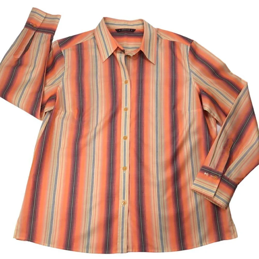 Eterna Excellent Cotton Striped Women's Top Blouse Button Front EUR Size 42 US L - Picture 10 of 10